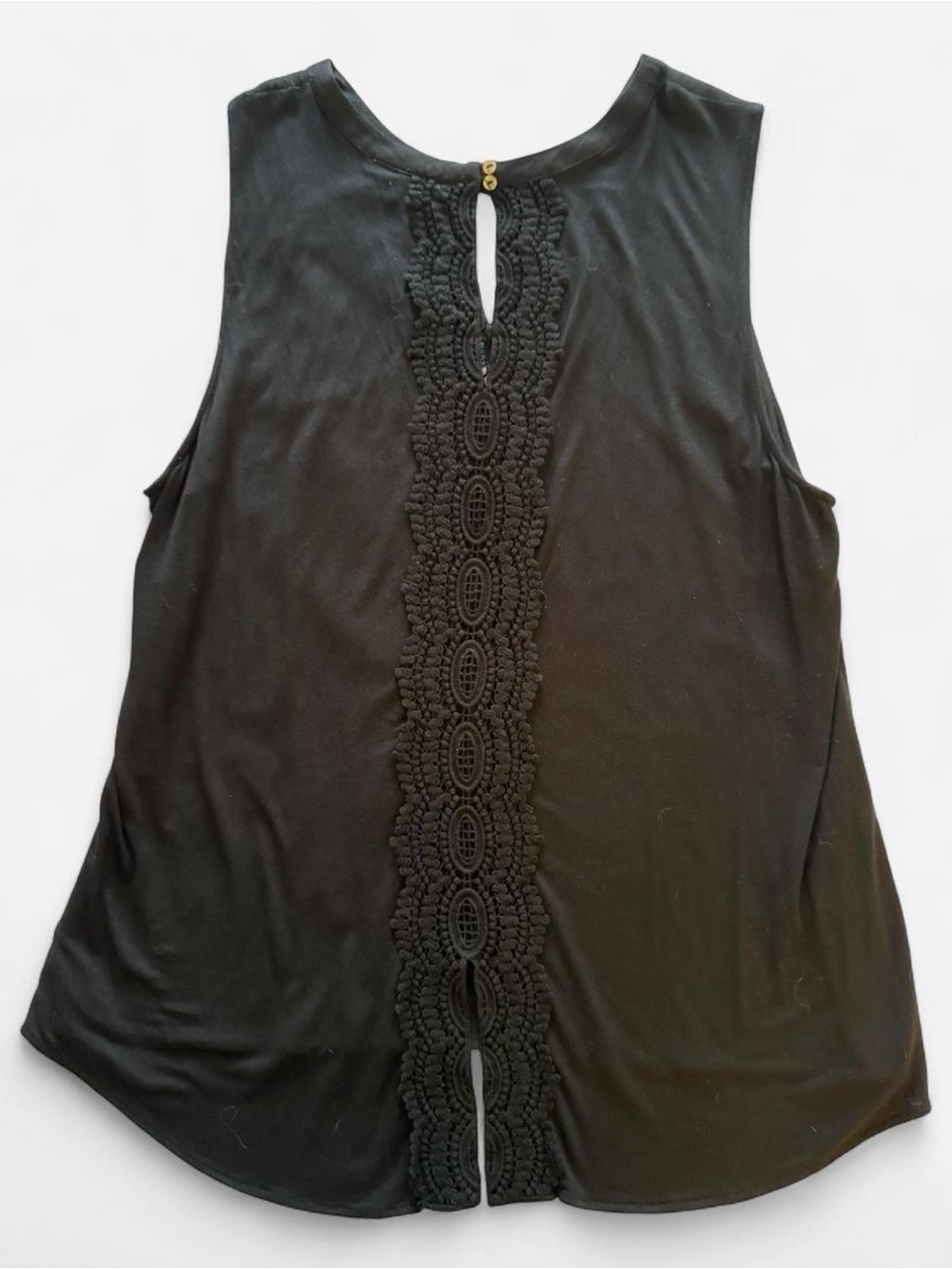 Daniel Rainn Black Crochet-Back Sleeveless Tank